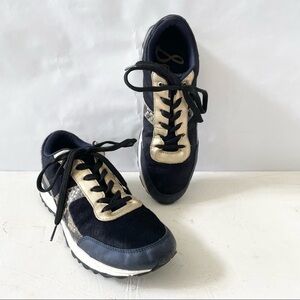 Sam Edelman Womens Dax Trainer Sneakers Calf Hair Gold Black Snake Shoes 10.5M